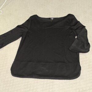 Lior Women's M Black Cotton Blend Rounded Hem 3/4 Sleeve Top